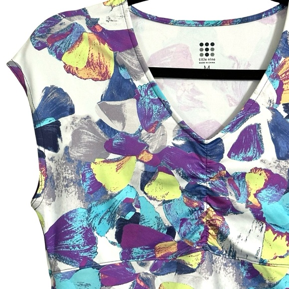 Title Nine Floral Diamalete Colorful Activewear Athletic Dress Size Medium - Picture 6 of 16